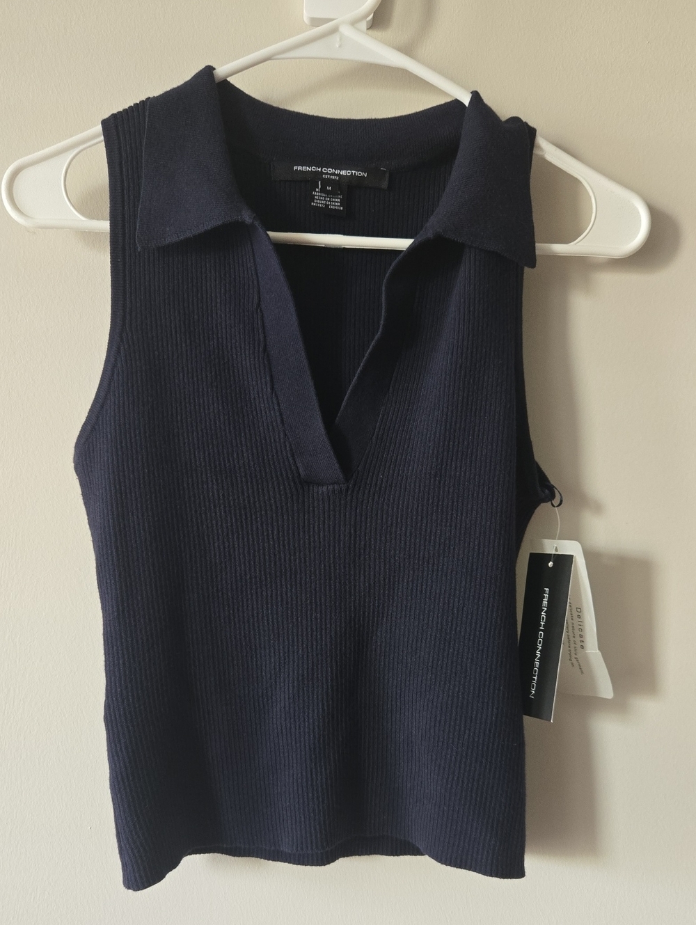 French Connection Mozza Knit Sleeveless Vest/ V-neck Jumper In Navy NWT